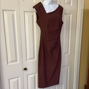 Chic Brown Asymmetrical Midi Dress